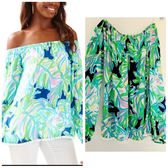 Lilly Pulitzer off the shoulder Enna Top - Picture 1 of 8